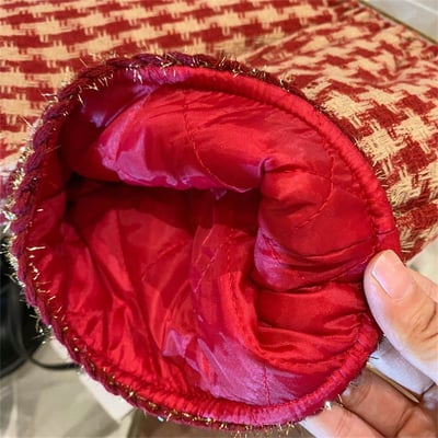 C1-058 聖誕新年小香風格子呢料夾棉加厚外套加裙子套裝6