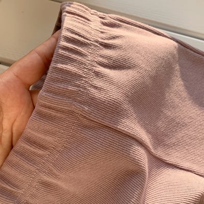 B1-062 純色彈性坑條打底褲韓版木耳邊休閒褲6