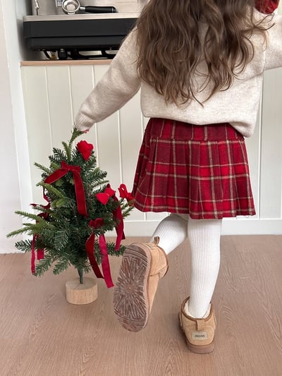A1-034 聖誕新款毛呢氛圍感百褶短裙5