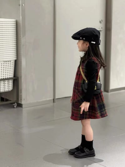 C1-024 聖誕新款英倫格子毛呢背心裙加立領打底上衣4