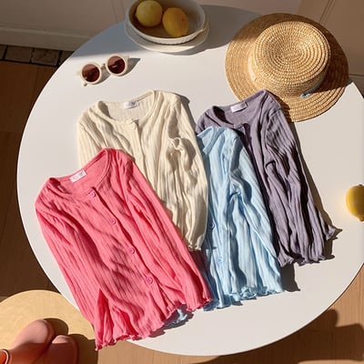 B1-033 春夏針織開襟坑條長袖防曬衣外套9