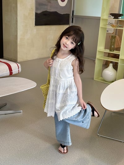 A1-005 氣質甜美蕾絲提花疊穿背心裙輕薄防曬無袖罩衫裙4