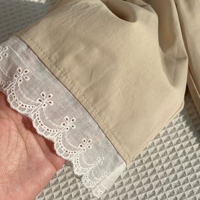 B1-038 刺繡寬腿蕾絲褲休閒百搭直筒褲4