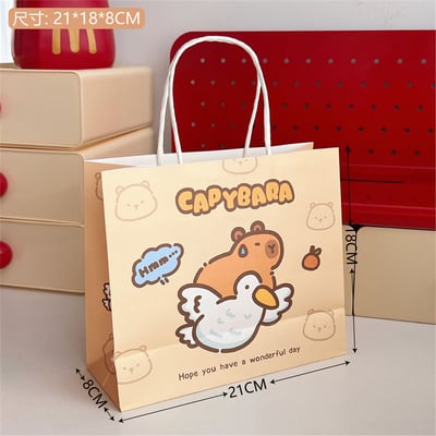 F1-0002 可愛水豚禮品袋便攜式手提禮物包裝袋創意紙袋購物袋禮物袋8
