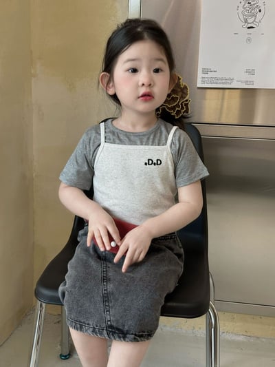 D1-002 韓版刺繡吊帶+短袖上衣2件套/牛仔裙11