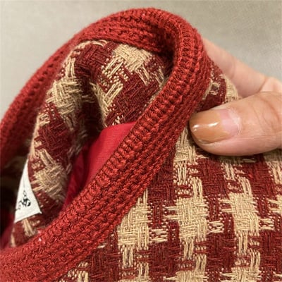 C1-058 聖誕新年小香風格子呢料夾棉加厚外套加裙子套裝9