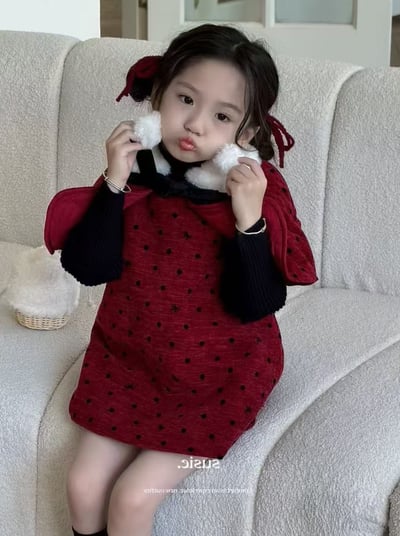 C1-031 聖誕新款小香風夾棉加厚披肩加背心裙打底上衣套裝5