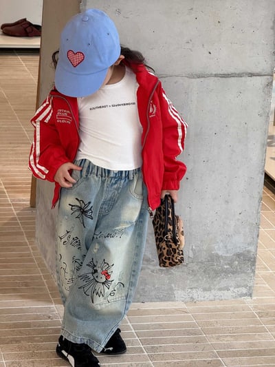 D1-019 韓美式復古外套+塗鴉牛仔褲8