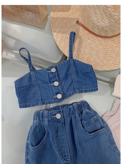 C1-007 吊帶短上衣加牛仔寬褲套裝6