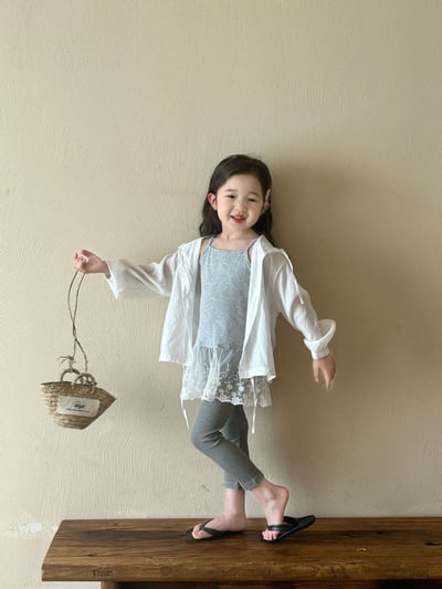 D1-001 韓版連帽長袖襯衫+吊帶2件套空調衫/灰色打底褲6