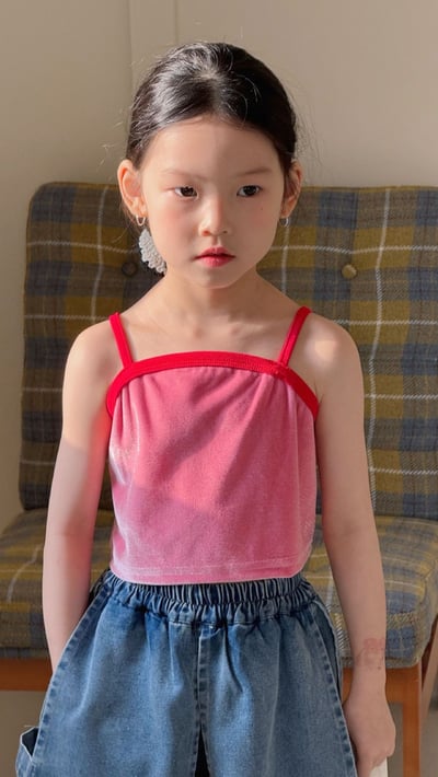 D1-011 韓版絲絨吊帶短版背心+牛仔裙褲9