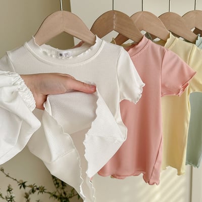 B1-041 冰絲莫代爾木耳捲邊透氣百搭短袖上衣3