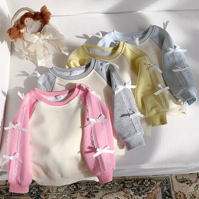 B1-066 蝴蝶結撞色休閒洋氣校園長袖上衣3