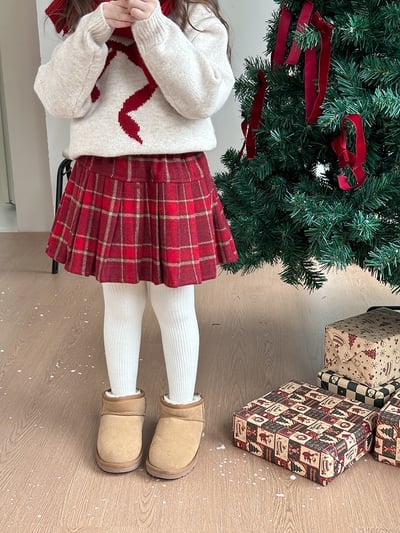 A1-034 聖誕新款毛呢氛圍感百褶短裙3