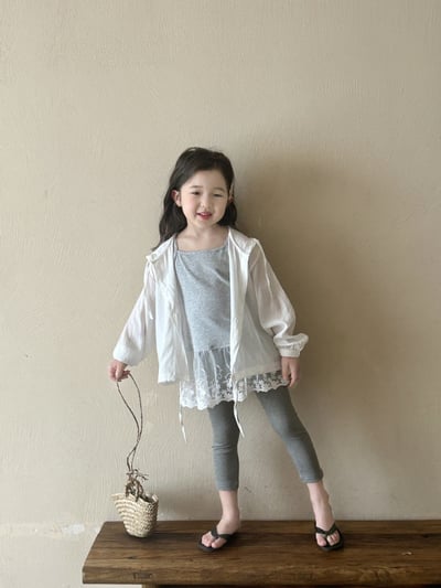 D1-001 韓版連帽長袖襯衫+吊帶2件套空調衫/灰色打底褲7