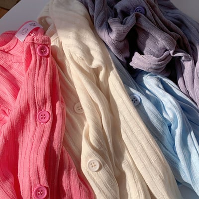 B1-033 春夏針織開襟坑條長袖防曬衣外套10