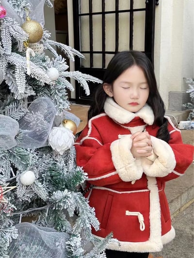 C1-036 聖誕新款鹿皮絨複合仿兔毛內裡保暖加厚外衣外套7