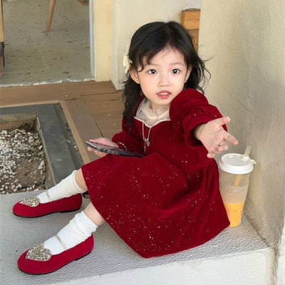 C1-039 聖誕新年閃閃亮密絲絨加絨加厚公主裙連身裙6