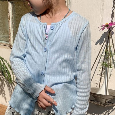 B1-033 春夏針織開襟坑條長袖防曬衣外套6