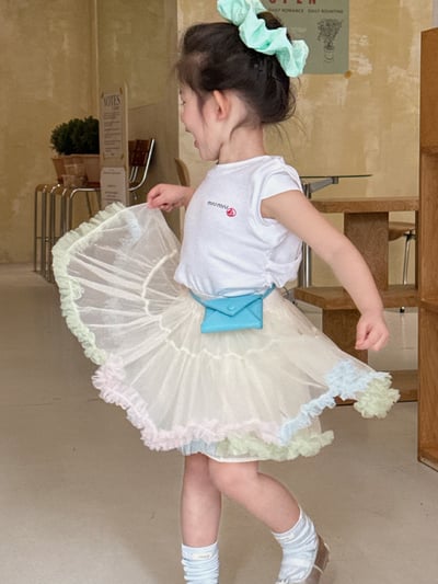 D1-006 韓版後背鏤空短袖/後背交上衣/彩色蓬裙5