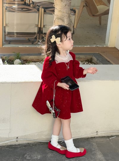 C1-039 聖誕新年閃閃亮密絲絨加絨加厚公主裙連身裙8