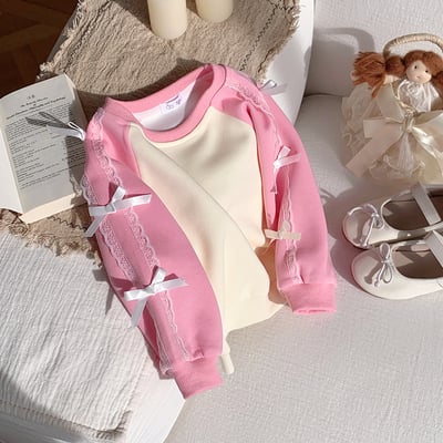 B1-066 蝴蝶結撞色休閒洋氣校園長袖上衣5