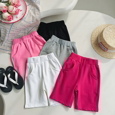 B1-018 韓版休閒束腰五分褲純色針織中褲2