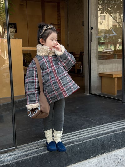 D1-024 夾棉毛領棉服兩面穿外套+加絨豹紋褲14