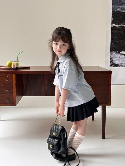 A1-014 泰式學院風小領結襯衫半身裙兩件套裝5
