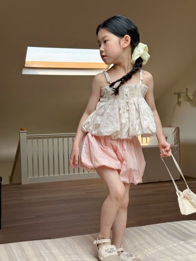 D1-010 韓版碎花吊帶蓬蓬吊帶背心/燈籠短褲6