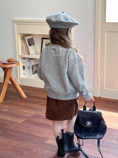 A1-019 韓版洋氣提花小狗針織開襟衫外套上衣4