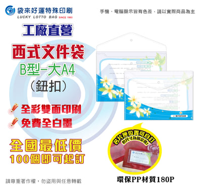 西式文件袋(鈕扣)-B型大A41