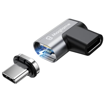 USB-C 4K/20Gb/240W PD三合一磁性轉接頭/90度款-TZ241