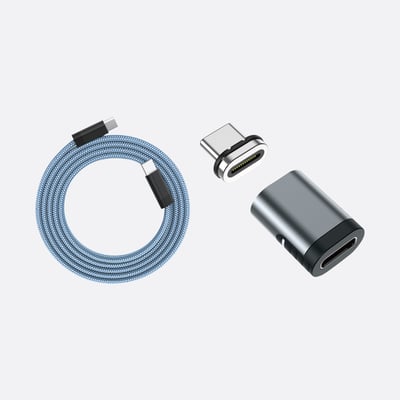C-MagCables 扁線款 Type-C to Type-C 60W磁性快收納充電傳輸線+ Type-C磁性轉接頭3