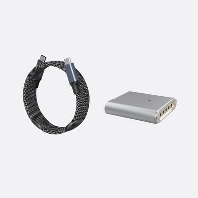 O-MagCables 圓線款 Type-C to Type-C 240W磁性快收納充電傳輸線+ Magsafe 3 PD 磁性轉接頭(銀)3