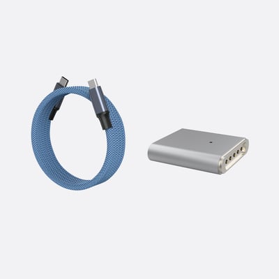 O-MagCables 圓線款 Type-C to Type-C 240W磁性快收納充電傳輸線+ Magsafe 3 PD 磁性轉接頭(銀)2
