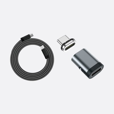 C-MagCables 扁線款 Type-C to Type-C 60W磁性快收納充電傳輸線+ Type-C磁性轉接頭2