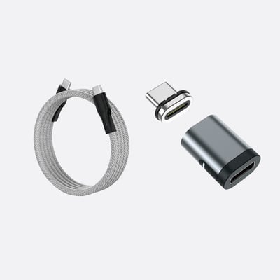 O-MagCables 圓線款 Type-C to Type-C 60W磁性快收納充電傳輸線+ Type-C磁性轉接頭2