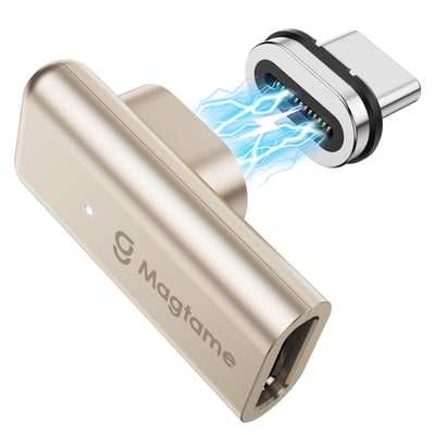 USB-C 4K/40Gb/240W PD三合一磁性轉接頭/90度款-TZ301