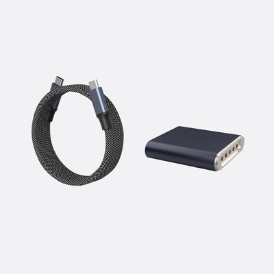 O-MagCables 圓線款 Type-C to Type-C 240W磁性快收納充電傳輸線+ Magsafe 3 PD 磁性轉接頭(深灰)1