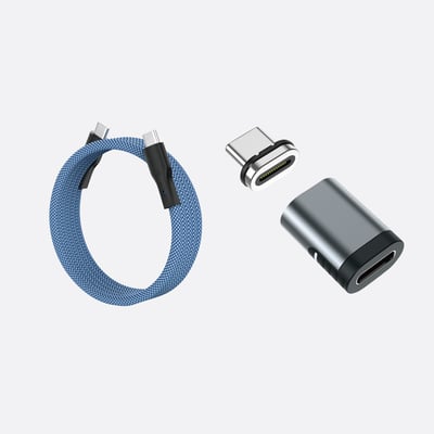 O-MagCables 圓線款 Type-C to Type-C 60W磁性快收納充電傳輸線+ Type-C磁性轉接頭3