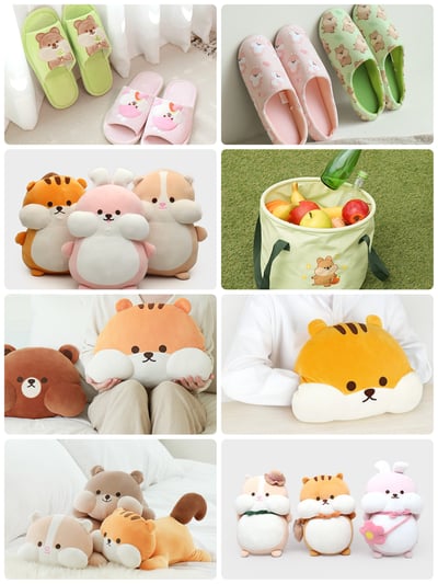 韓國大創 X 秋季系列 可愛小松鼠、小兔子 居家室內拖鞋、居家收納、玩偶1