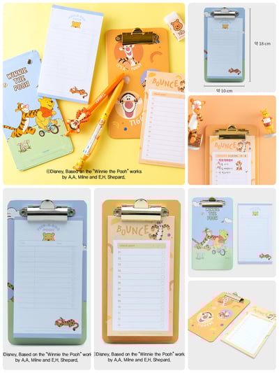 韓國大創 X 迪士尼聯名 小熊維尼家族 手帳/日記貼紙、便條紙/MEMO紙、筆記本、相片邊框、原子筆、磁鐵書籤、尺、A4資料夾12
