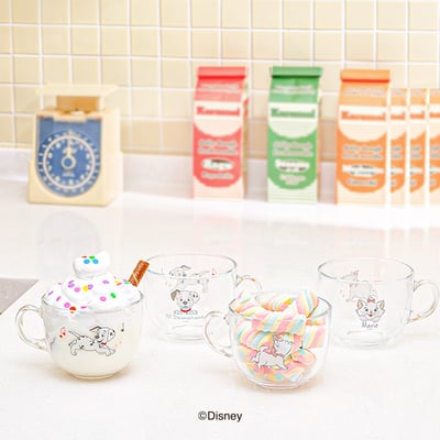 韓國大創 X 迪士尼聯名 瑪麗貓、101忠狗 玻璃咖啡杯1