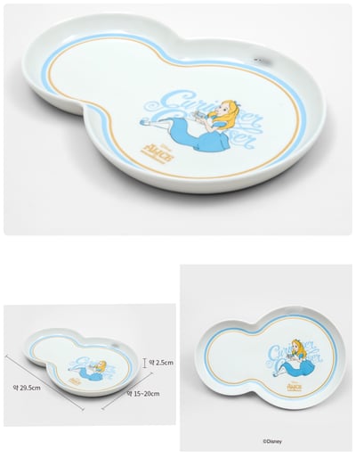 韓國大創 X 迪士尼聯名 愛麗絲夢遊仙境 8字型陶瓷餐盤2