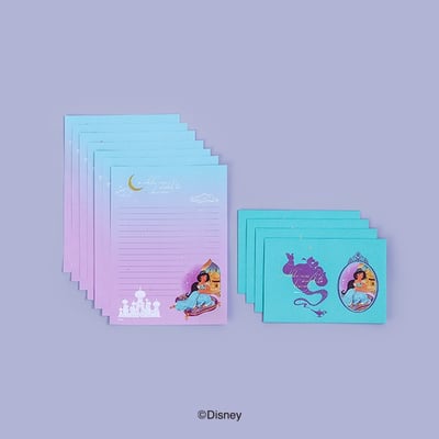 韓國大創 X 迪士尼聯名 公主系列 阿拉丁茉莉公主 信紙組3