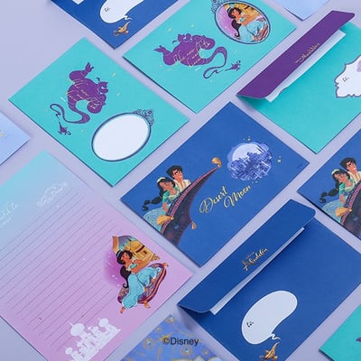 韓國大創 X 迪士尼聯名 公主系列 阿拉丁茉莉公主 信紙組1