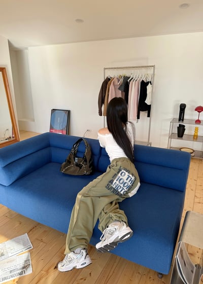 蘿西噴漆繆思工裝棉褲3