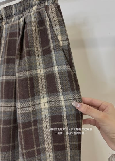 A07 Odéon復古毛呢格紋長褲6