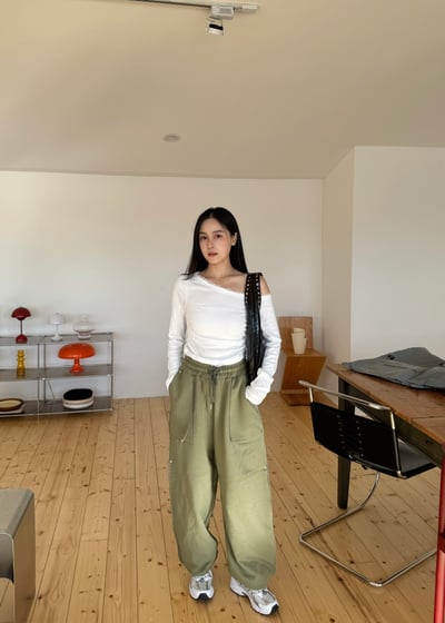 蘿西噴漆繆思工裝棉褲1